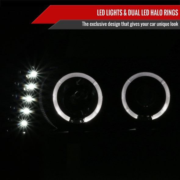 2004-2012 GMC Canyon/ Chevrolet Colorado Dual Halo Projector Headlights (Jet Black Housing/Clear Lens)